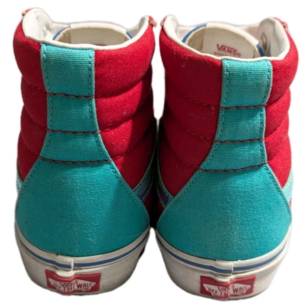 Vans Sk8 Hi‎ Sneakers Mens 8 Womens 9.5 Red Blue Teal Colorblock High Top